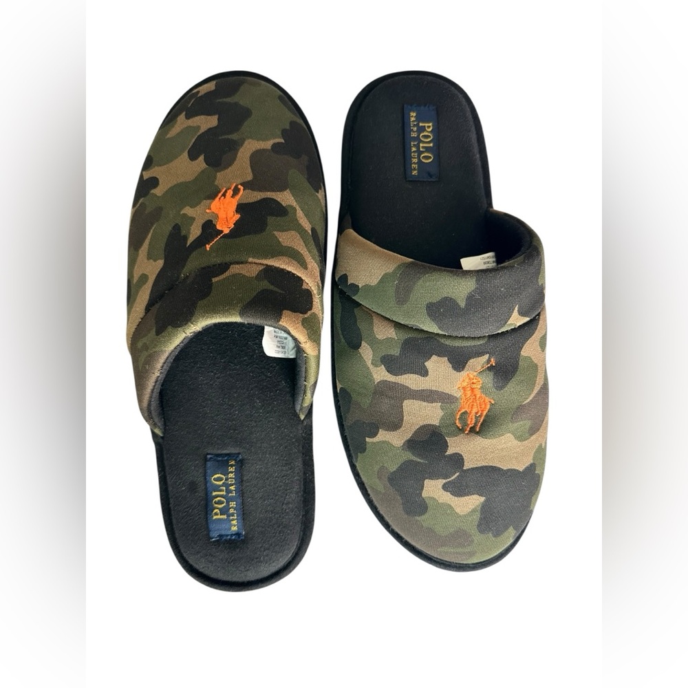 Ralph Lauren Polo Men’s Klarence Jersey Scuff Camo Mule Slippers - Picture 9 of 10
